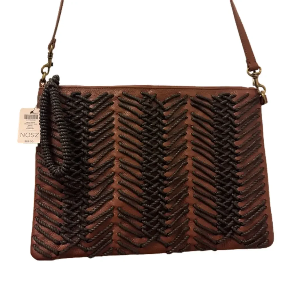NWT Chico's Crisscross Crossbody Leather Bag Brown and Black